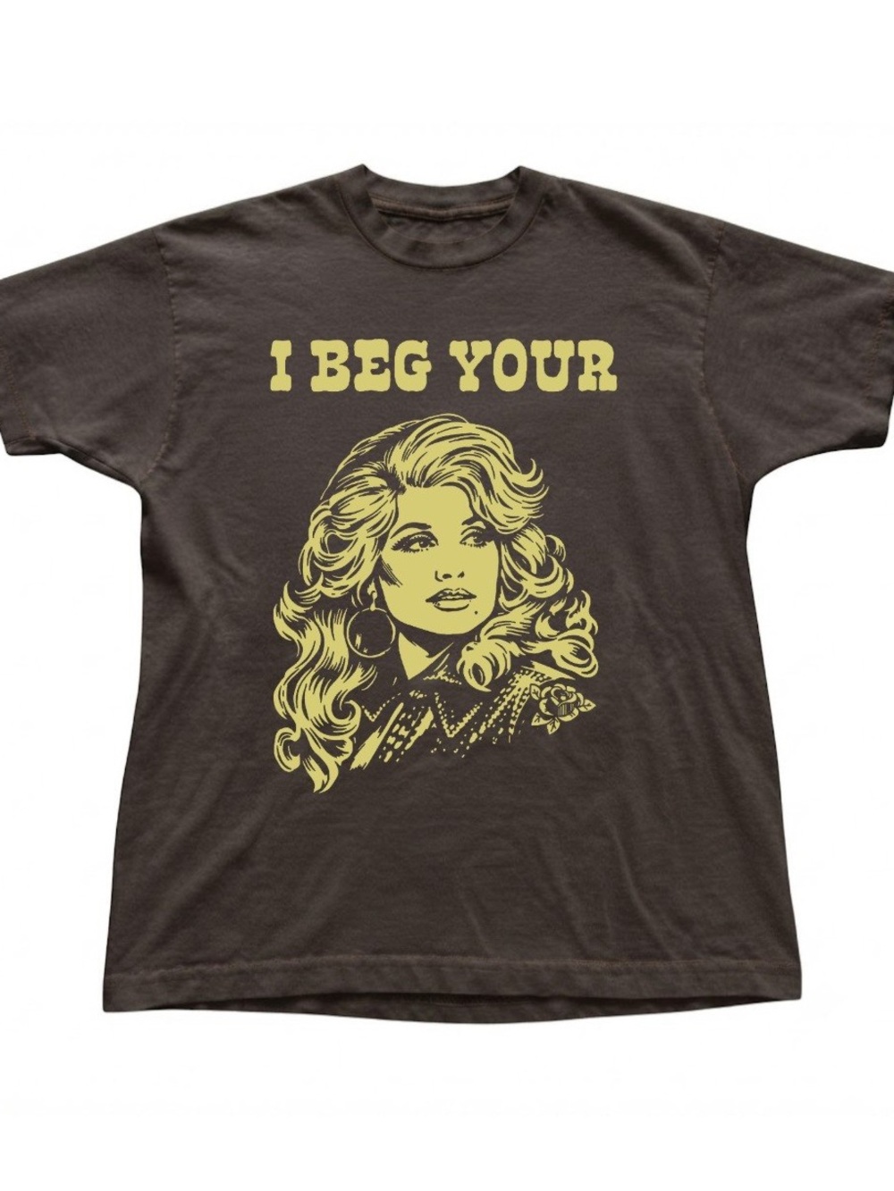 Dolly Parton Graphic 'I BEG YOUR' Charcoal Grey Gildan T-Shirt